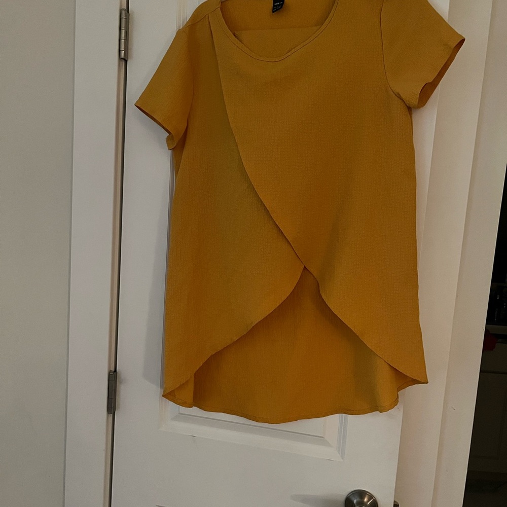 SHEIN Yellow Layered Short Sleeve Top